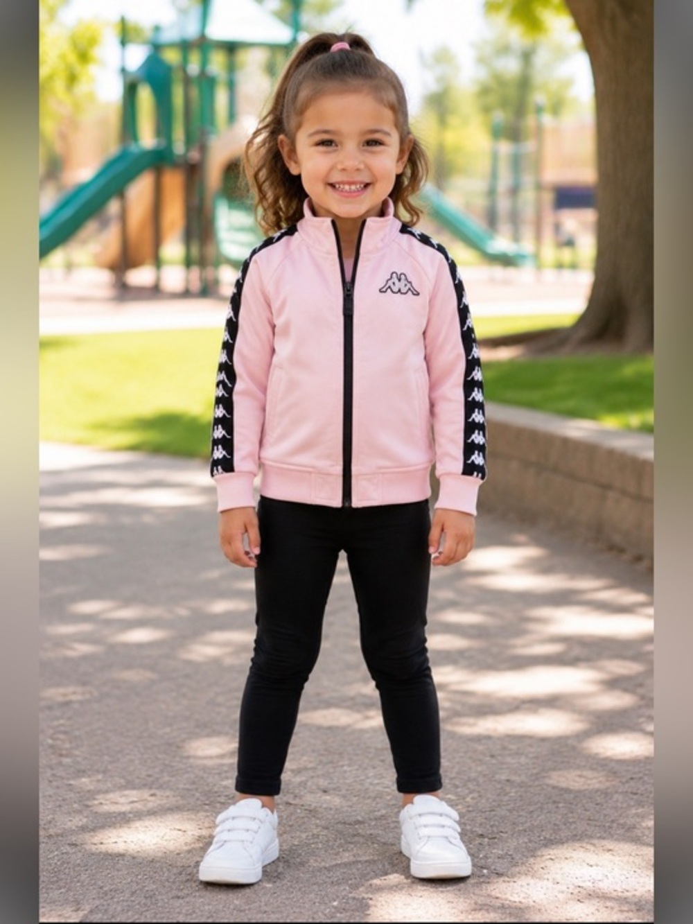 Kappa Girls Pink Logo Tape Full-Zip Track Jacket Toddler Size 4T